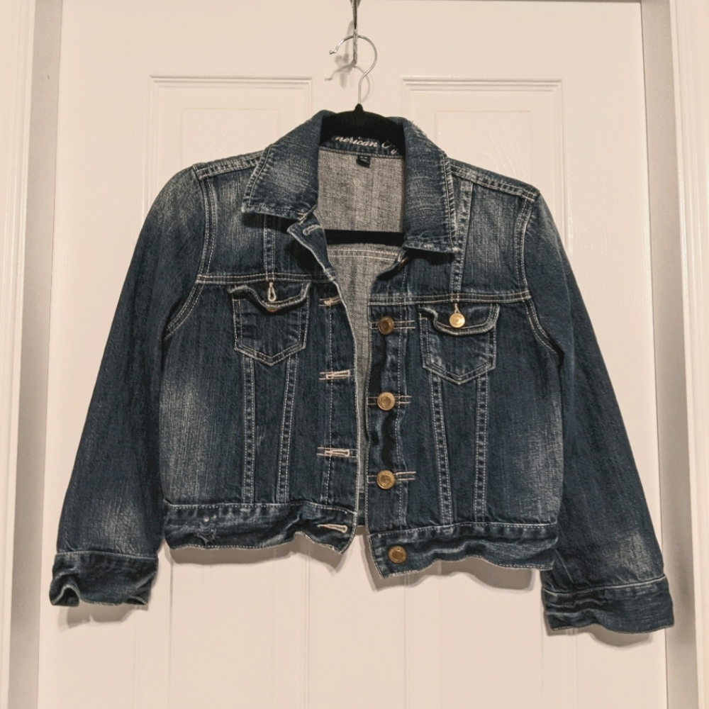 American eagle cropped denim jacket